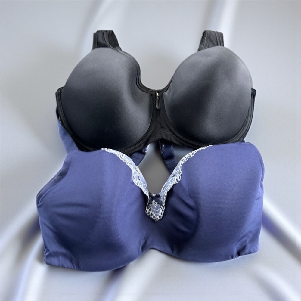 Cacique and Wacoal set of 2 bras in size 36 DDD navy blue and black full support